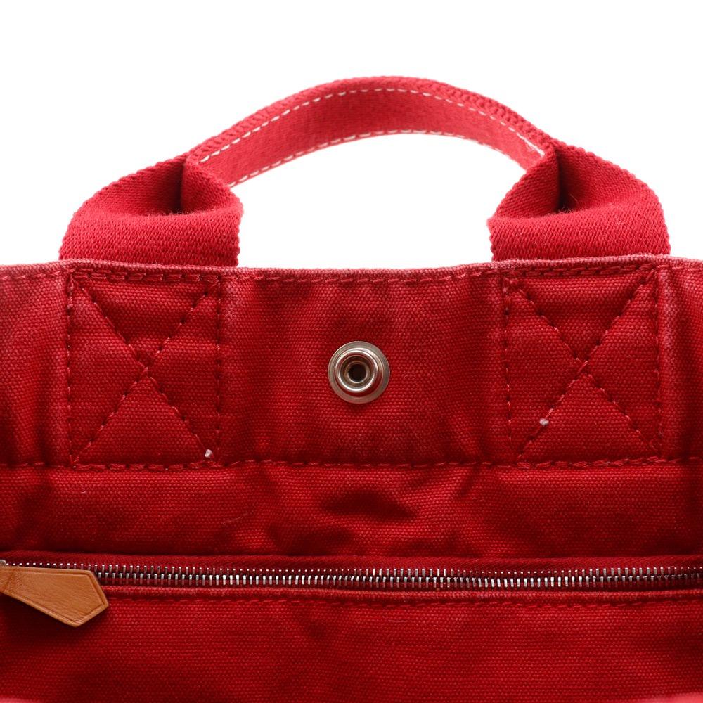 HERMES Deauville PM Handbag Red canvas Women Used