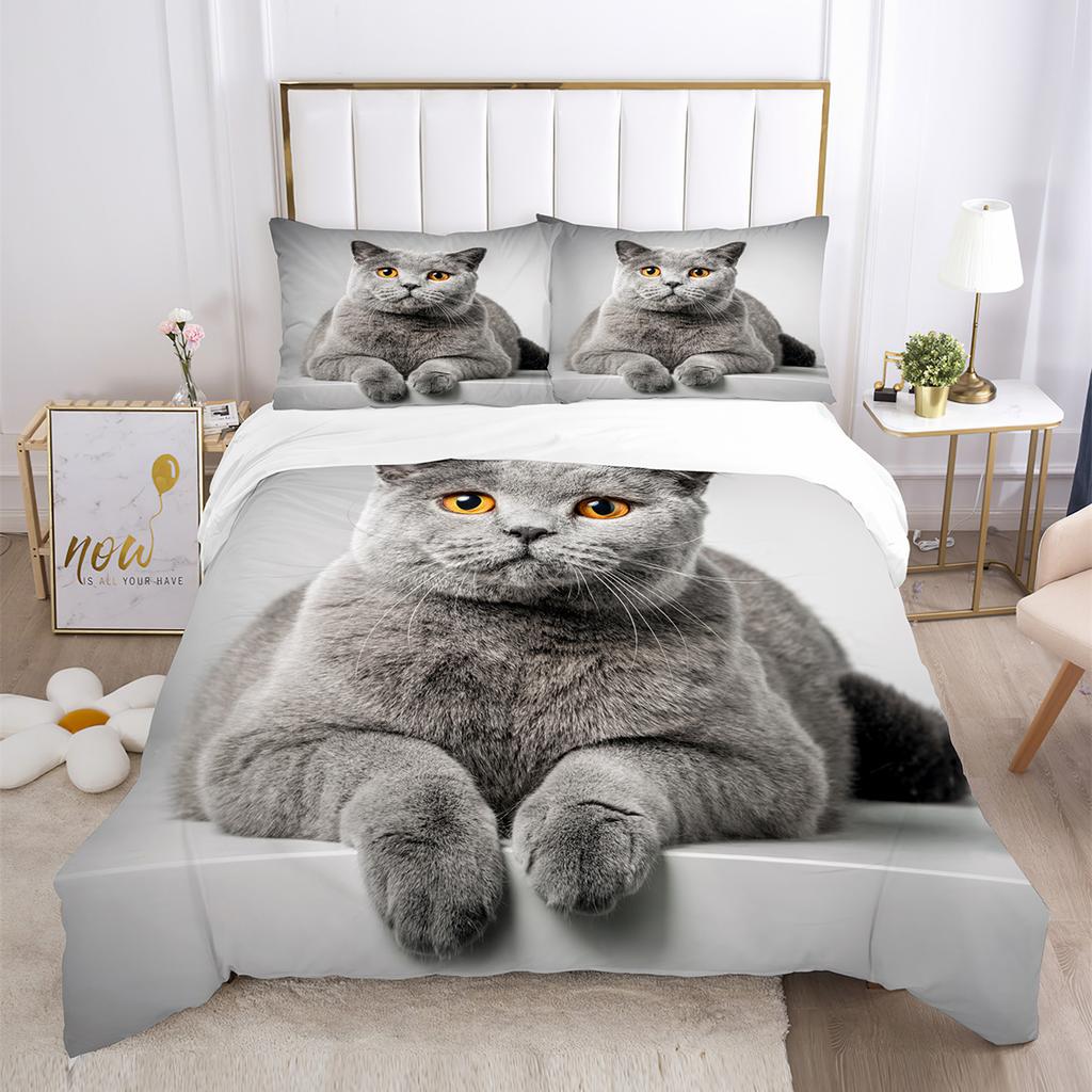 Cartoon Pet Cat/Dog/Zebra/Duvet Cover Set Animal Theme Bedding Set Queen Soft Comforter Cover For Kids Microfiber Bedclothes 3D