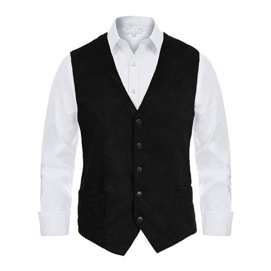 Men Suit Vest V-Neck Sleeveless Single Breasted Slim Fit Waistcoat with Pockets Solid Color Formal Business Vest Coat