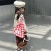 Stylish Korean Inspired Mini Backpack For Kids With Lightweight Canvas Material And Checkered Design For School And Outings