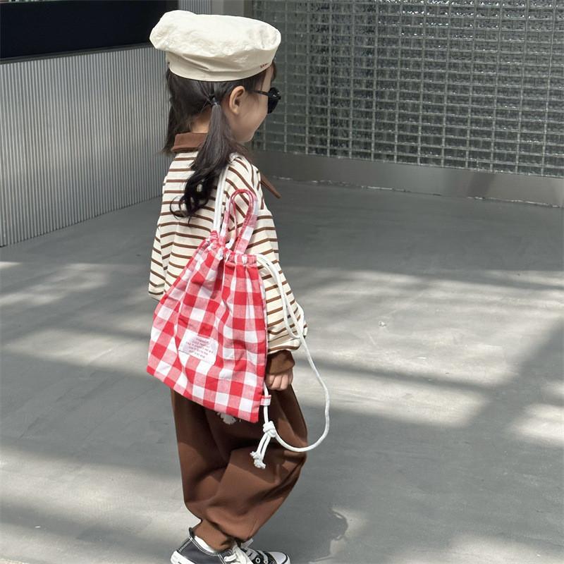 Stylish Korean Inspired Mini Backpack For Kids With Lightweight Canvas Material And Checkered Design For School And Outings