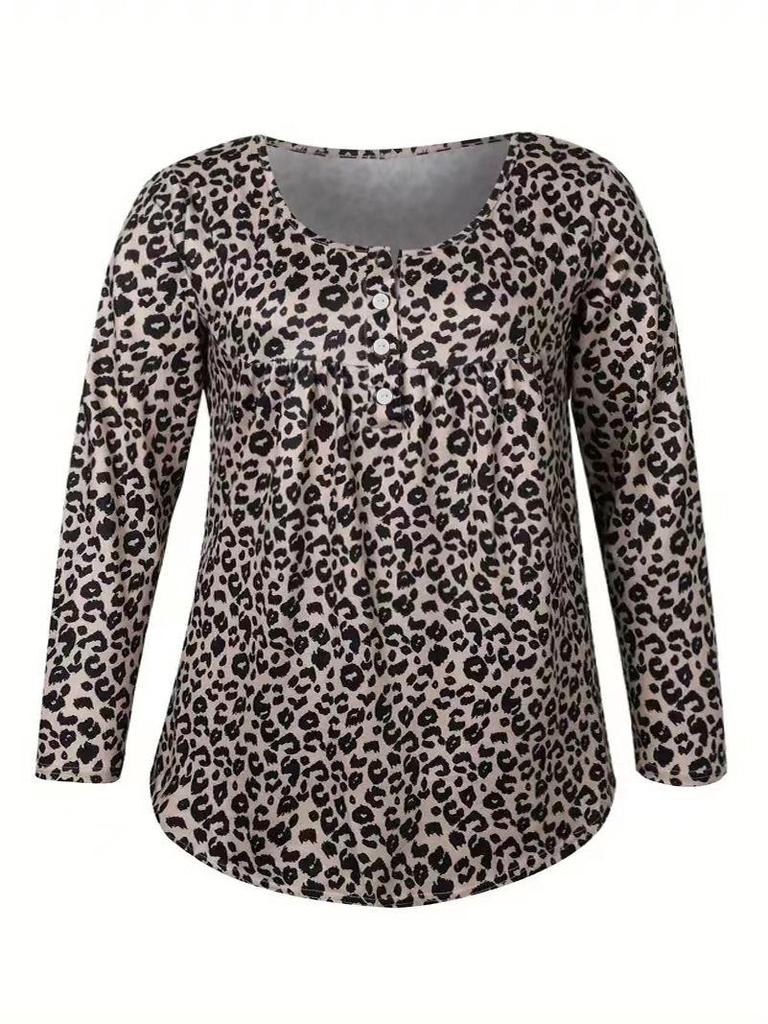 European & American Elegant Plus Size Buttoned Top for Women - Spring/Autumn Fashion