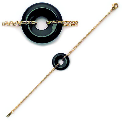 [F4981] - Gold Plated Bracelet 'Zen' Golden Onyx - 20 Mm