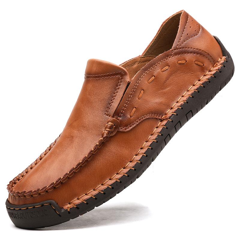 Spring and Autumn New Casual Leather Shoes Men's Genuine Leather Slip-on Men's Driving Soft Leather Soft Bottom Plus Size Men's Shoes Trend