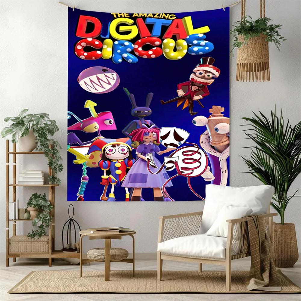 Digital Circus Wall Decor Tapestry Art For Pet Memorial Birthdaywedding Party Backdrop Family Gift