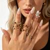 Twist Shaped Stainless Steel Plated 18K Gold Open Rings with Colorful Stones for Women, New Fashion Ring Jewelry