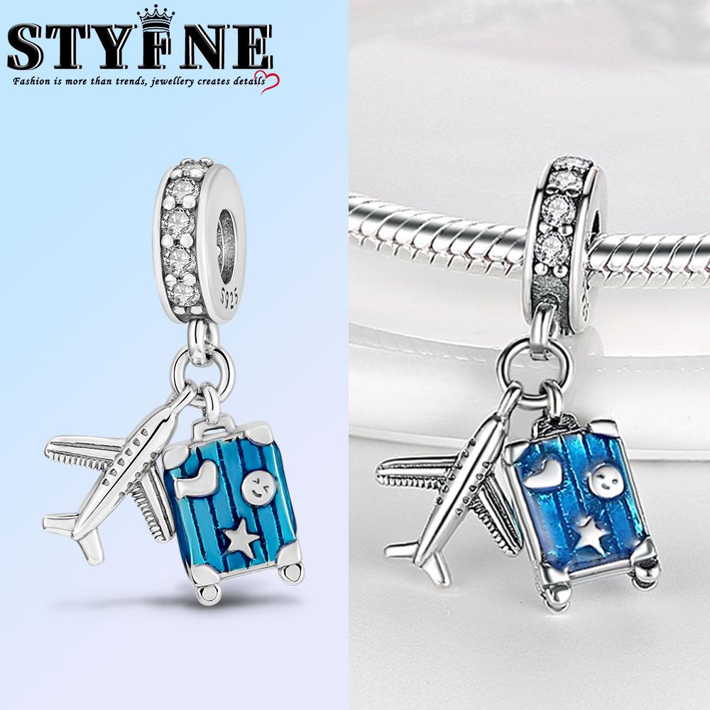 Copper Fashion Colorful Travel Luggage Charms Beads Fit Original Bracelets Diy Anniversary Jewelry For Wome