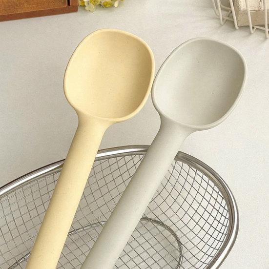 Long Handle Silicone Cooking Spoon with Hanging Hole Heat-Resistant Non-Stick Kitchen Utensil for Stir-Fry Soup Scratch-Free Essential Cooking Tool