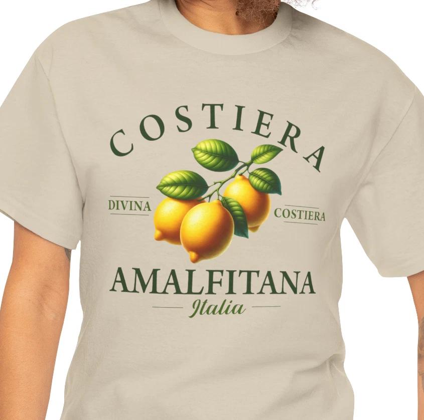 Amalfi Coast The Divine Coast Lemons Green T shirt | Costiera Amalfitana Italy L