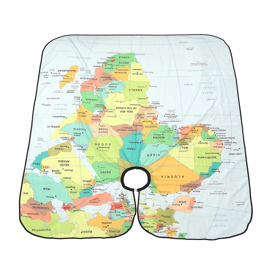 Vodotěsná kadeřnická velká střižná pláštěnka nastavitelná profesionální s potiskem mapy kadeřnická zástěra