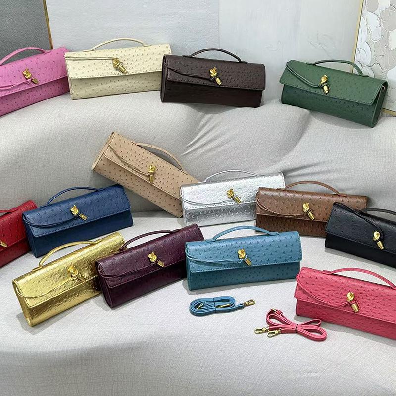 2025 Handgefertigte Straußenmuster Abend-Baguette Schulter- & Umhängetasche