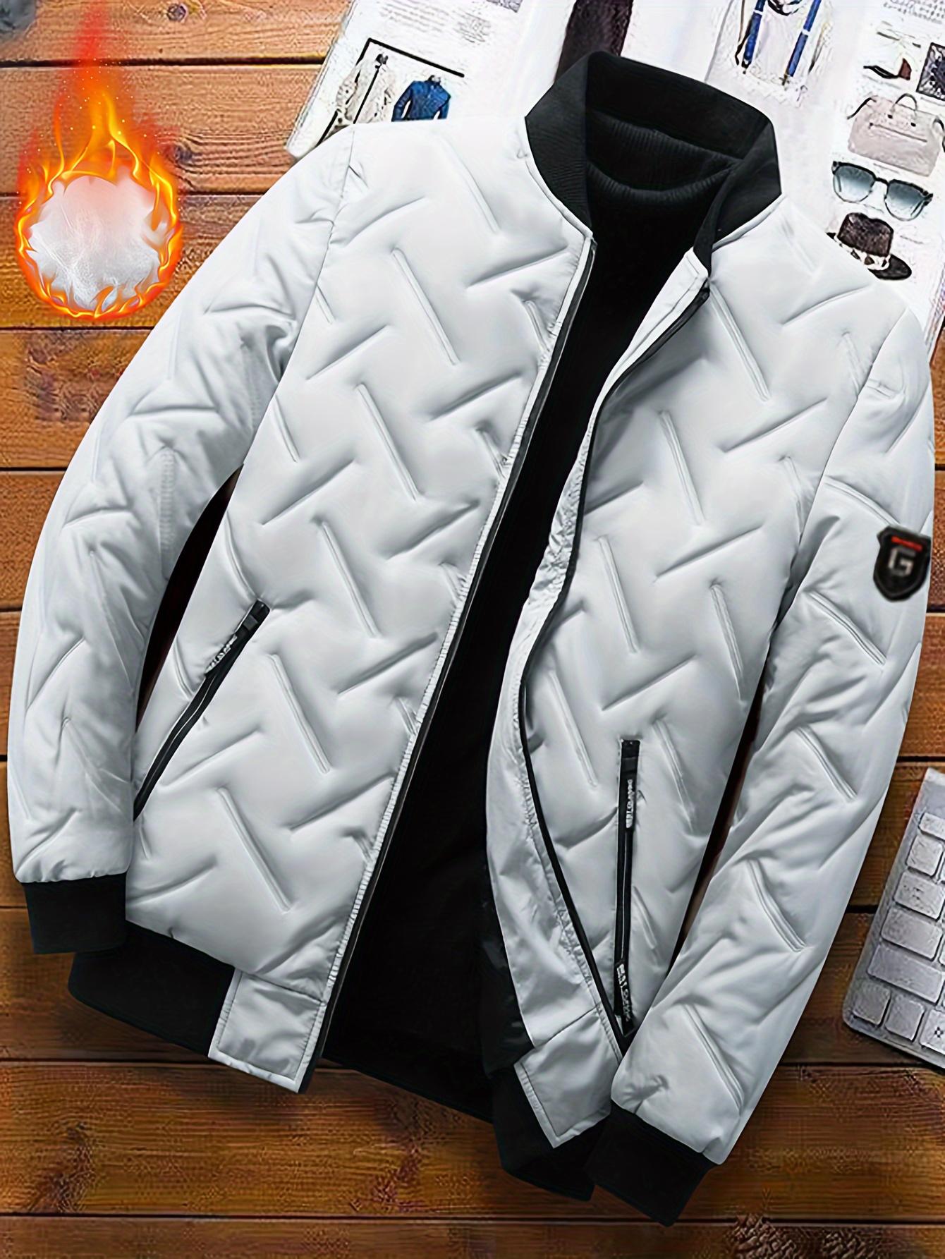 

Мужская повседневная полосатая куртка из полиэстера с застежкой-молнией, бейсбольным воротником и неэластичной тканью - тканое теплое пальто на осень/зиму, верхняя одежда, плотная 5XL