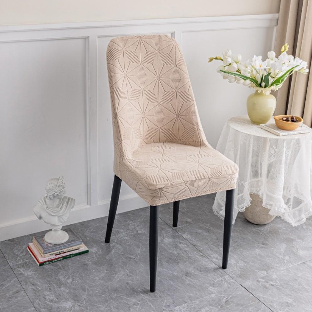 Seat Cover Jacquard Chair Cover Dustproof Kitchen Chair Protector Elastic Arc Chair Cover  Office