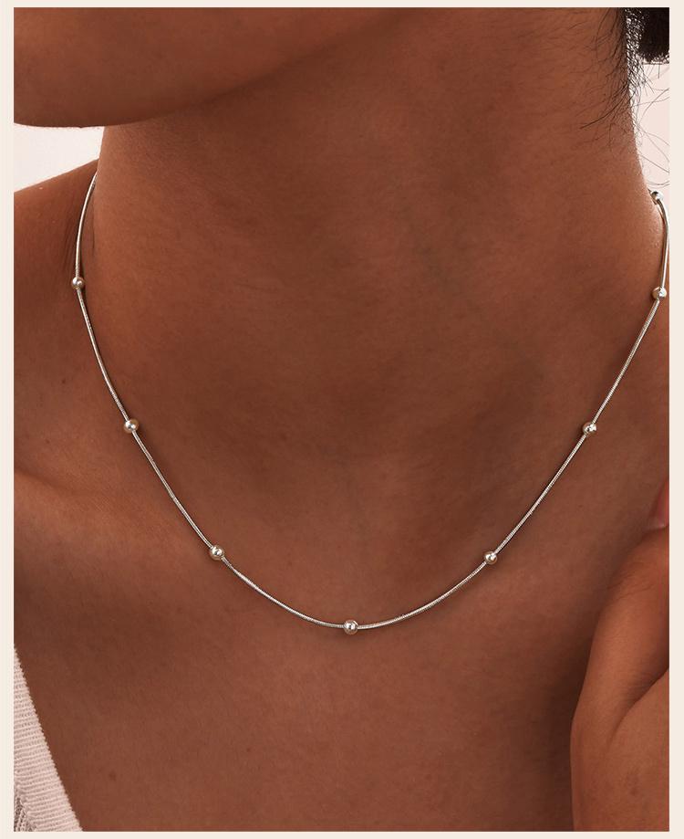 Stainless Steel Round Ball Chain Necklace,1mm Thin Link Necklace Fashion Jewelry for Women