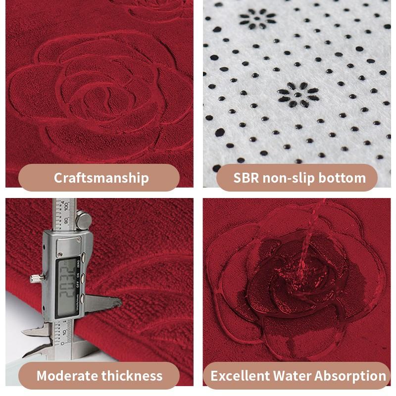 Tappetino da bagno con rose in rilievo Tappetino da bagno antiscivolo nel lavabo Vasca da bagno Tappeto da pavimento laterale Doccia Zerbino Memory Foam 3D Pad