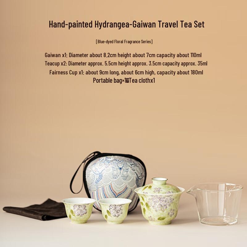 

Taozhid Portable Ceramic Gaiwan Travel Tea Set (1 Bowl, 2 Cups)