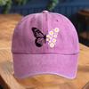 Ladies' adjustable baseball cap with butterfly and daisy floral print, soft, breathable, fashionable and casual headwear to wear