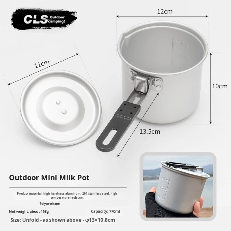 Small Aluminum Folding Anodized Milk Pot Outdoor Mountain Camping Portable Barbecue Boiling Water Brewing Tea Coffee Cookware