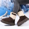 Fashion Fashion Mixed Color Platform Snow Boots Women Faux Suede Thick Plush Ankle Boots Woman Buckle Decor Thick Sole Cotton Shoes