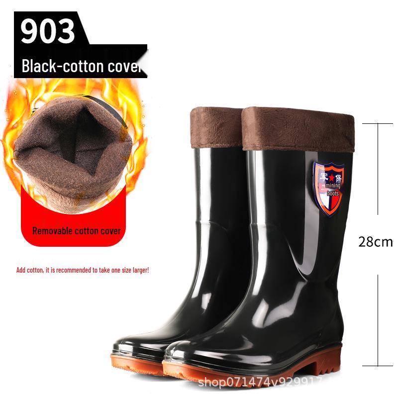 Men's Military Protection Non-Slip High-Top Water & Rain Rubber Shoes