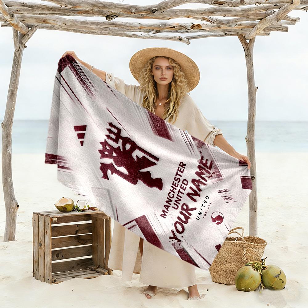 Manchester Customize Text Beach Towel Quick-Dry Soft Microfiber