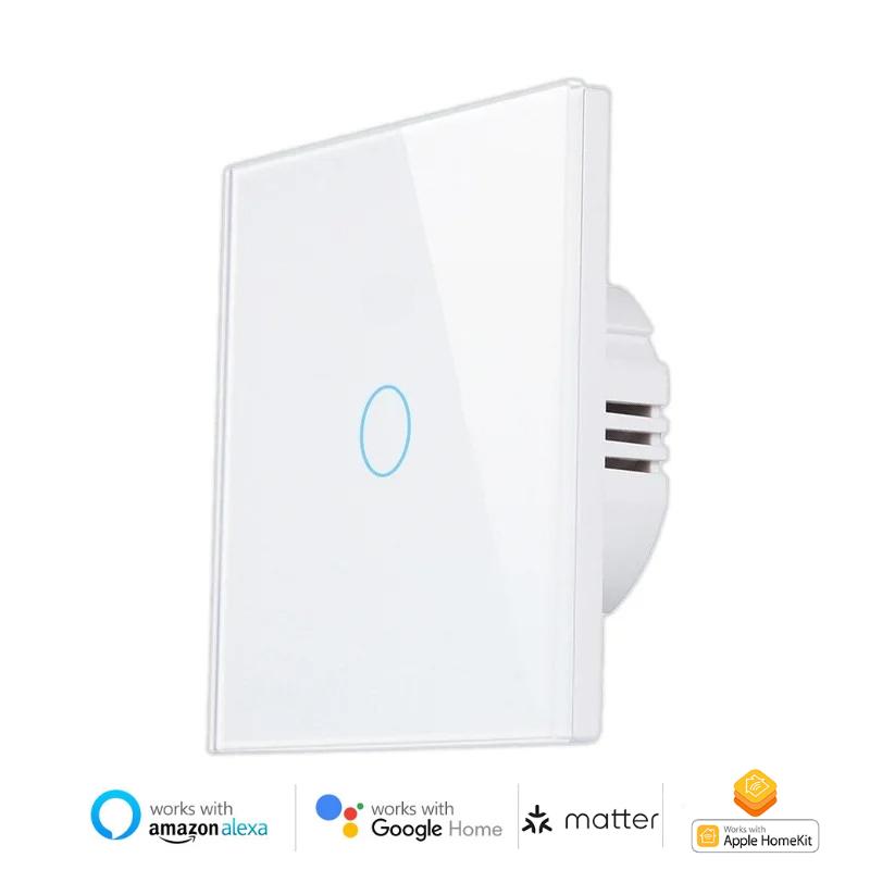 Melery Matter over WiFi Smart Light Wall Switch Touch Sensor Glass Panel Remoted Google/Apple Home Siri Alexa Homekit Smarttings