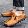 Spring New Style Casual Shoes for Foot Covers for Men's Large Size Zipper Leather Shoes Large Size Handmade Lazy Bean Shoes