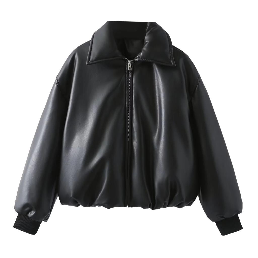 Summer New Women's Clothing, European and American French Design Sense Fashion Internet Celebrity Protein Leather Thickened Leather Cotton Coat