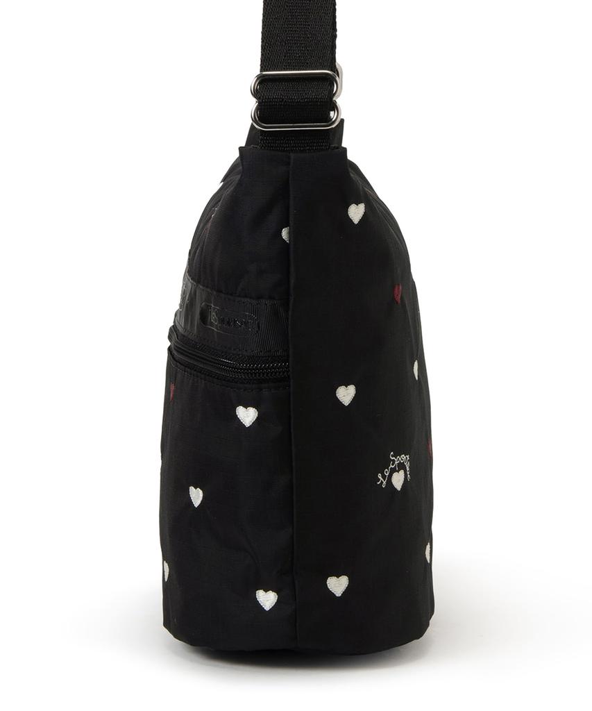 MINI BUCKET SHOULDER Heart EMB BAG/1237/Red/White