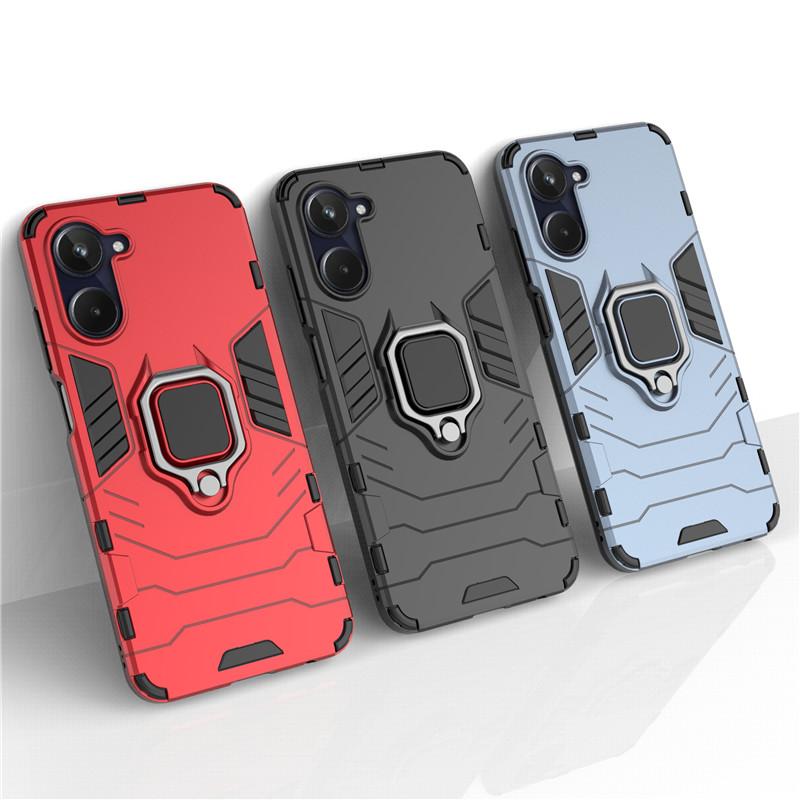 

For Realme 10 Case Shockproof Hard Armor Finger Ring Protective Bumper For Relame 10 4G Case Realme 8 9 10 Pro Plus Cover Realme 8 Pro червоний