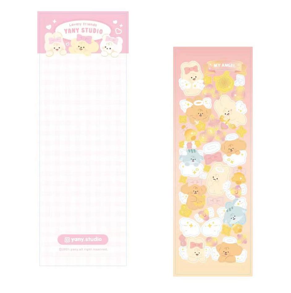 Korean Cartoon Teddy Stickers - Cute Laser Guka Anime Style