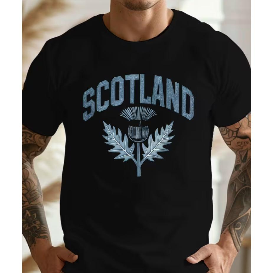 Plus Size Unisexs Thistle Scotland Graphic Print Short Sleeve Tshirt Trend Casual Tops For Big Tall Guys Tshirt