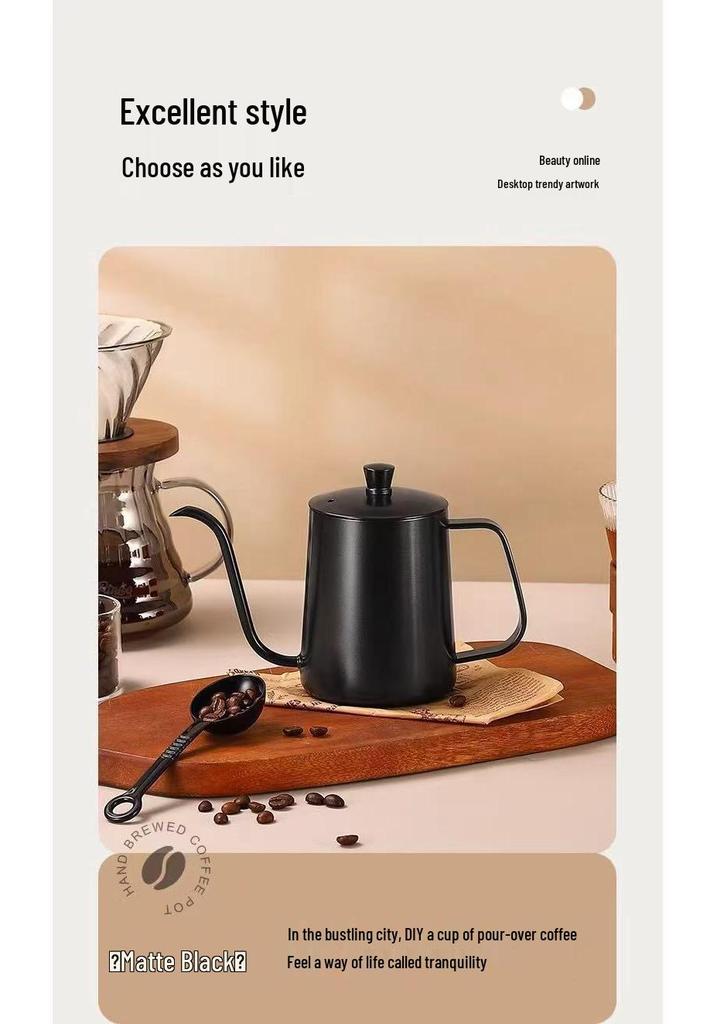 304 Stainless Steel Pour-Over Coffee Pot with Ear Handle, Narrow Spout for Home Drip Brewing