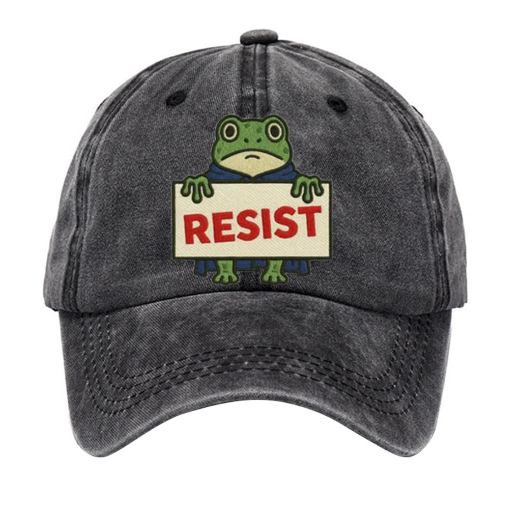 Men's Washed Cotton Baseball Cap With Printed Distressed Soft Top Denim Hat, Vintage Hat