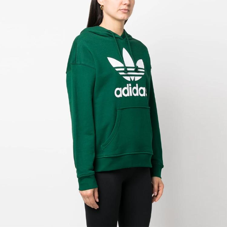 Adidas Mikina s kapucí se stahovací šňůrkou s potiskem loga Dámské mikiny Tmavě zelená IB7433