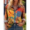 2026 Fashionable Versatile Printed Patchwork Women's Casual Long Sleeve Shirt 2026 Spring New Style