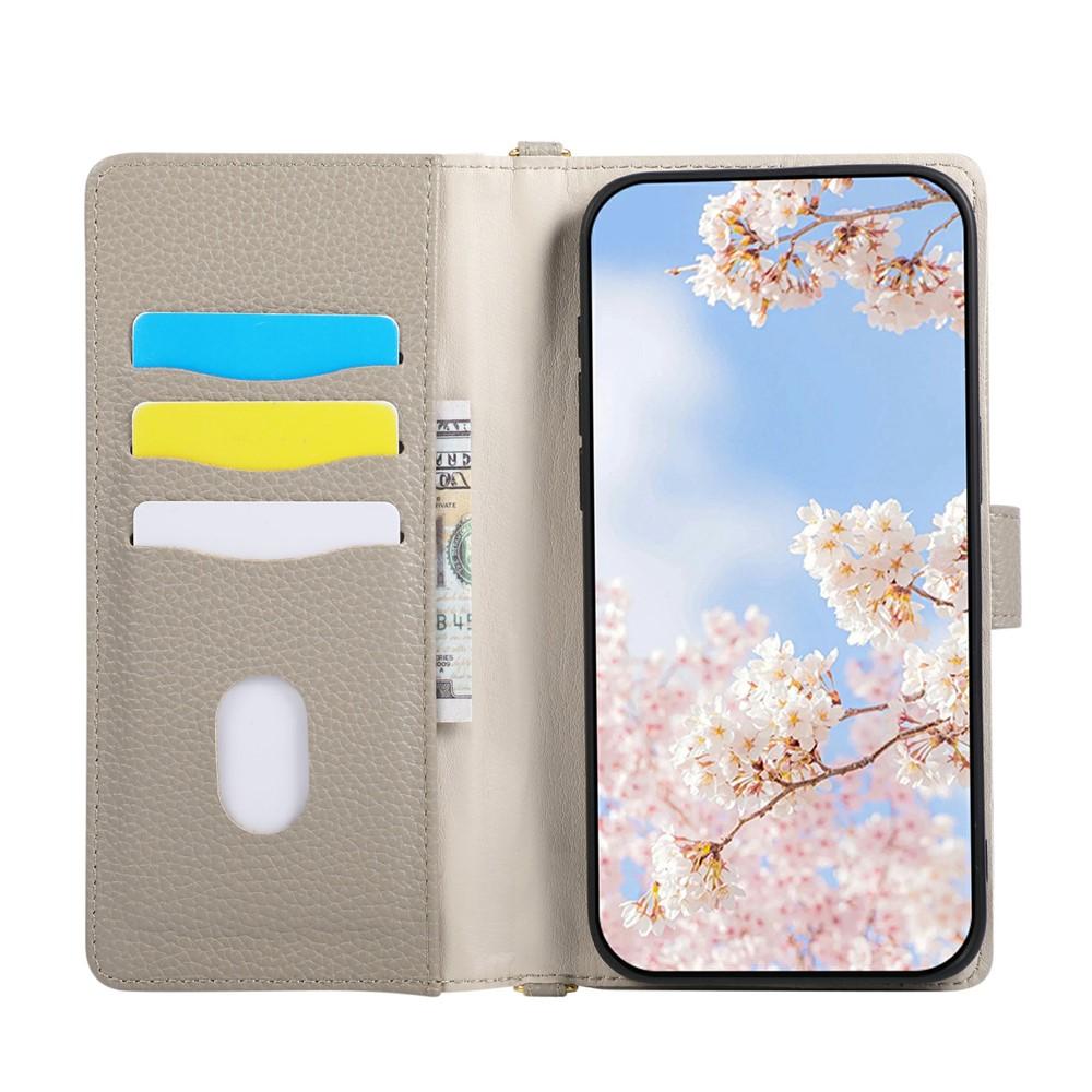 Wallet Case for Poco M7 Plus - Leather/PU, Gray, With Lanyard