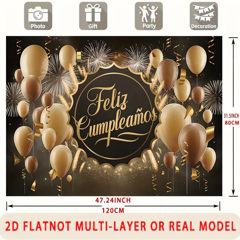 Spanisch Feliz Cumplea?os, 1 Stück Polyester Party Hintergrund Banner, Fotoautomaten Hintergrund, Wanddekoration