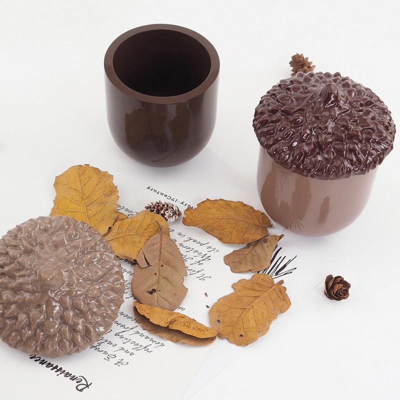Coppa Pigne con Coperchio Stampini in Silicone Fai da Te Gesso Cemento Ghiande Contenitore Gioielli Scatola Portaoggetti Barattolo Gioielli Stampini in Silicone
