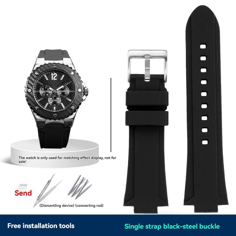 For GUESS W0149L5 Series Watch Chain Soft Resin Silicone Watchband Convex Mouth 26x14m Watch Strap Waterproof Bracelet Bue