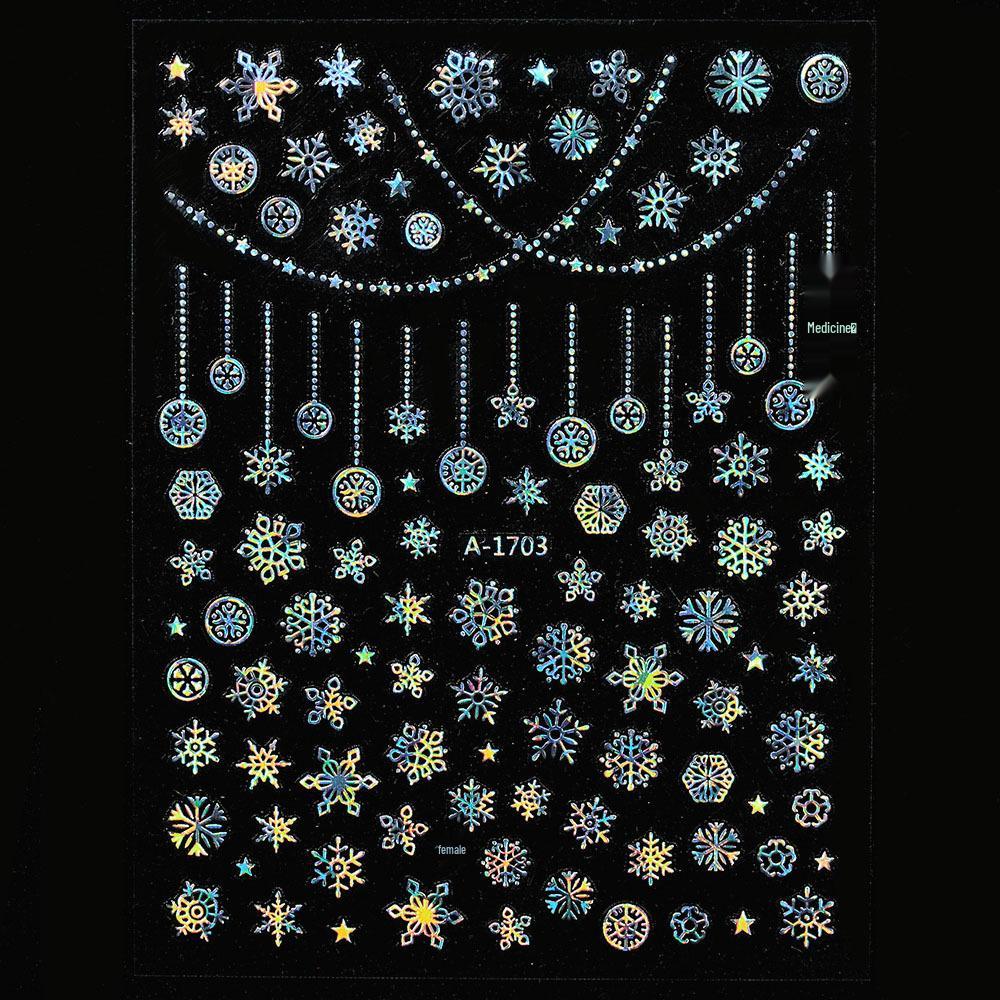 Autocolante de Crăciun 3D Laser Argint Ren & Fulg de Nea