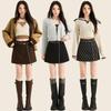 Women's 2026 Retro Plaid Woolen Chain High-Waist Bodycon A-line Skirt