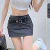 Women's Summer 2024 Gray High Waist A-line Mini Skirt - Versatile Slimming Petite Fit
