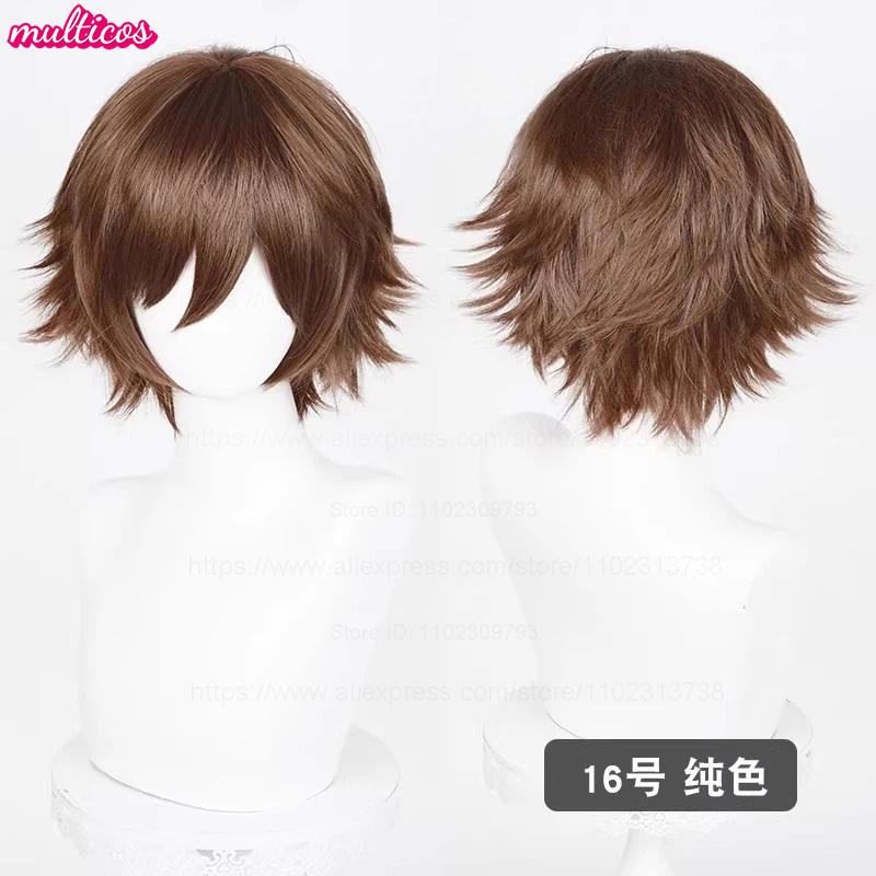 Parrucca Cosplay 32cm Capelli Corti con Punte Rivoltate Bianco Argento Grigio Nero Marrone Rosso Giallo Biondo Verde Blu Viola Resistenti al Calore Parrucche