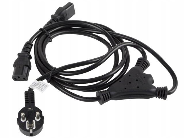Kabel zasilający Y Lanberg CEE 7/7 -> 2x IEC 320 C13 (2 zasilacze) 1,8m czarny
