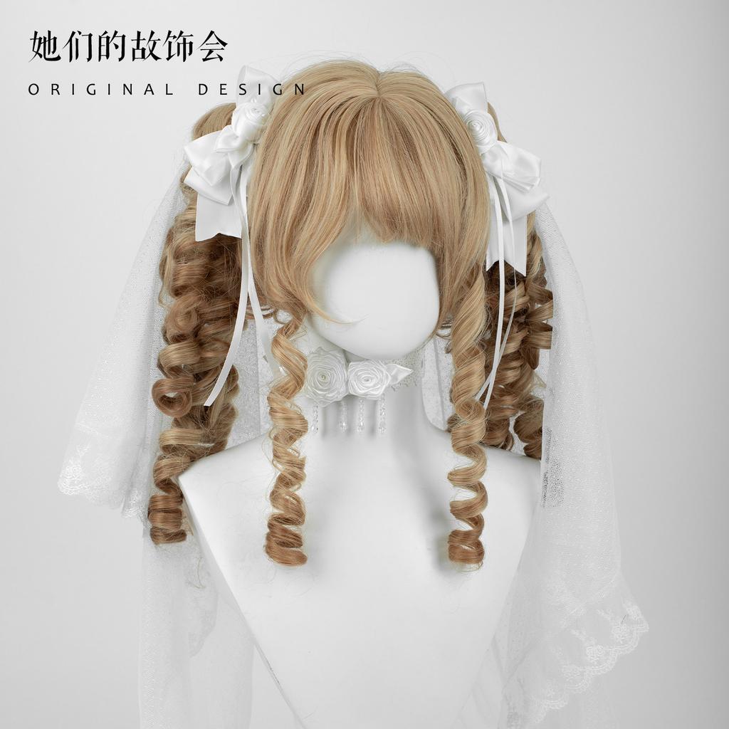 Hairpin Pair Flower Maru Veil Bow Lace White Headband Flat Cap Handmade Small Lolita Hair Accessories