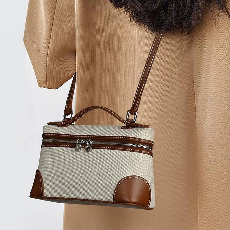 Jmg Bags Women's Mini Shoulder Bag, Cowhide Canvas Crossbody Bag, Box Bag