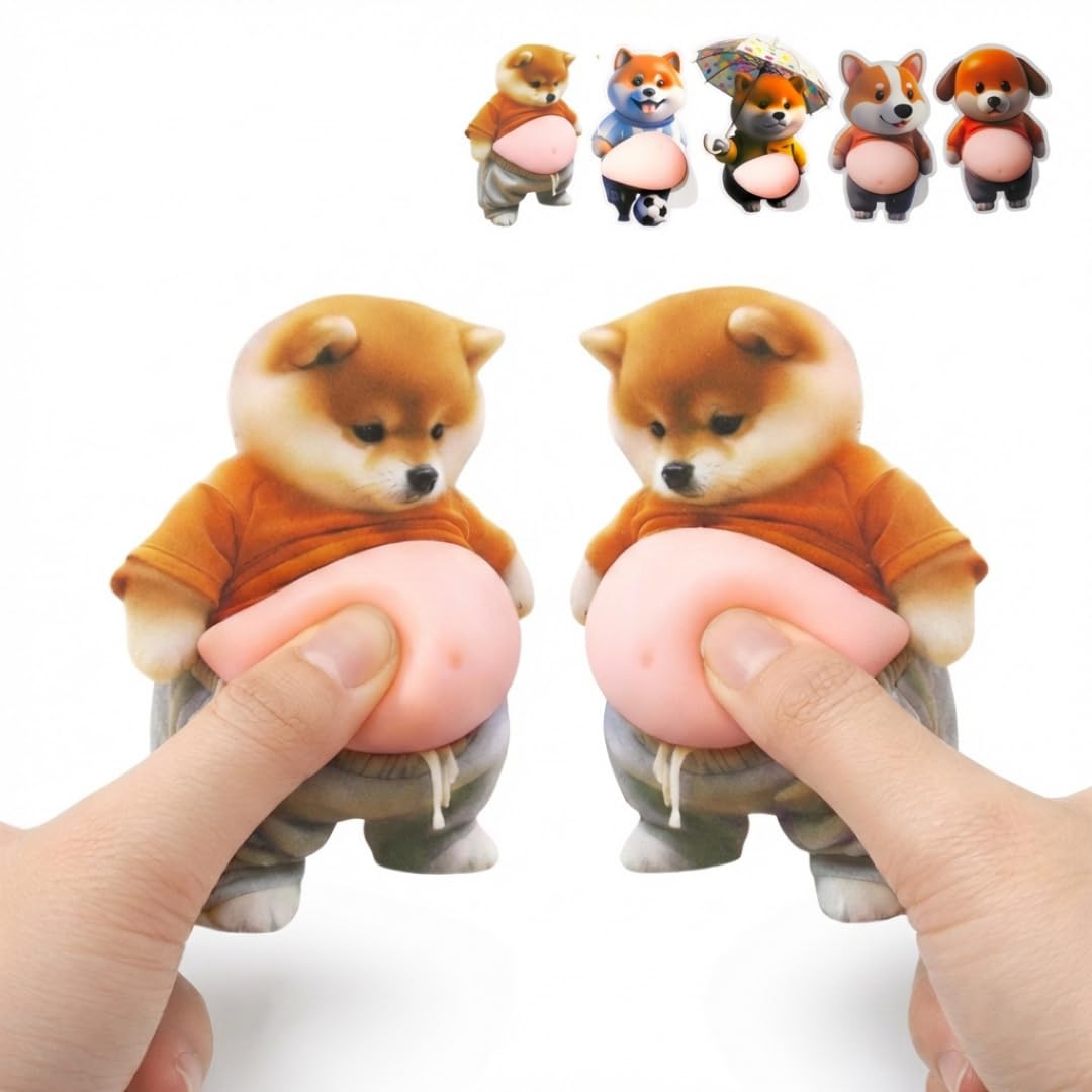 

Сквиши-наклейки Толстая собака 3D Живот Маршмеллоу Текстура Милые Наклейки-Сжималки для Снятия Стресса для Украшения Телефона Пушистые и Жевательные Расслабляющие Товары Подарок
