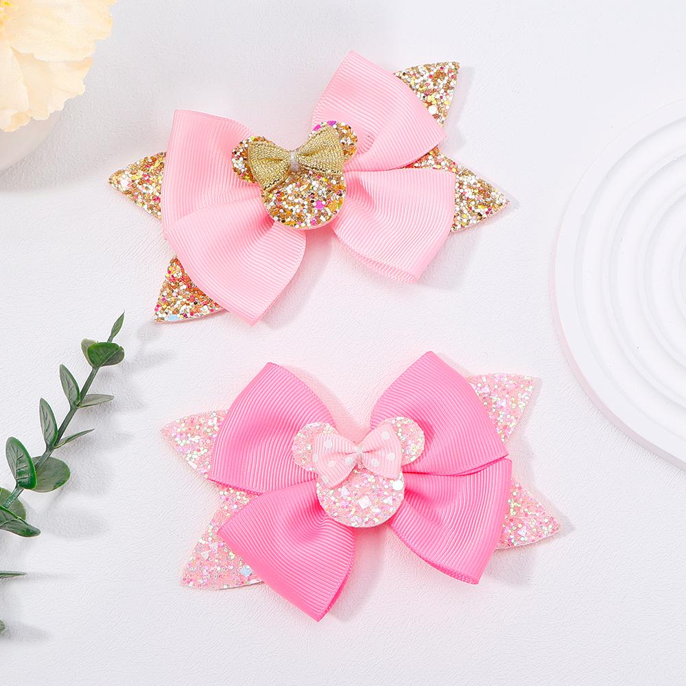 2 Stück/Los Baby Mädchen Hübsche Polka Dot Schleife Haarspangen für Haare Kinder Cartoon Haarnadeln Boutique Kleid Haarschmuck Geschenkset