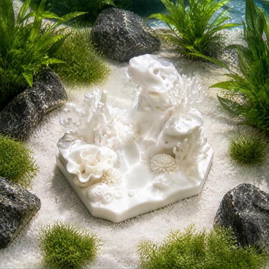 Decorative Aquarium Hideout 3D Printed Coral Cave Decoration for Small Fish Shrimp, Tank Miniature Landscape Decor Hideout, Realistic Hollow Ornament